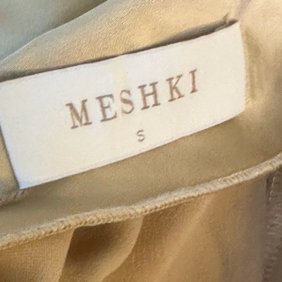 NEW Meshki Gold Satin Asymmetrical Draped Low Back Maxi Slip Dress, Size S & L - Picture 5 of 13